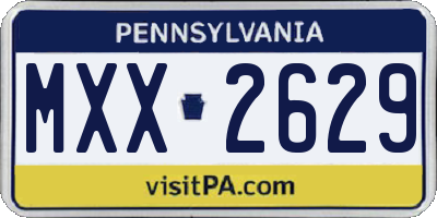 PA license plate MXX2629