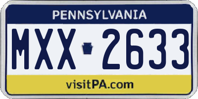 PA license plate MXX2633