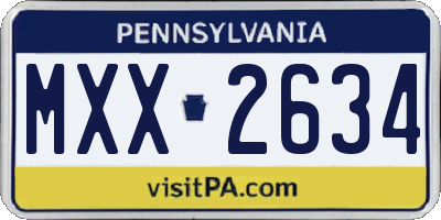 PA license plate MXX2634