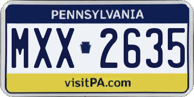 PA license plate MXX2635