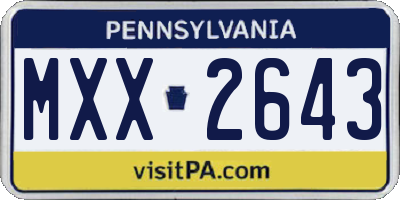 PA license plate MXX2643