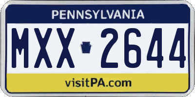 PA license plate MXX2644