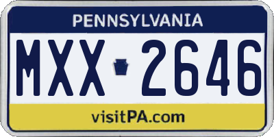PA license plate MXX2646