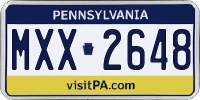 PA license plate MXX2648