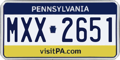 PA license plate MXX2651