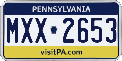 PA license plate MXX2653
