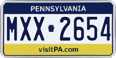 PA license plate MXX2654