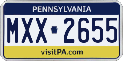 PA license plate MXX2655