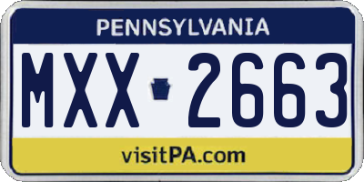 PA license plate MXX2663