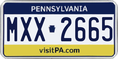 PA license plate MXX2665