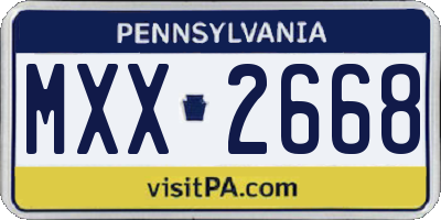 PA license plate MXX2668