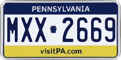 PA license plate MXX2669