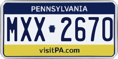 PA license plate MXX2670