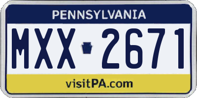 PA license plate MXX2671