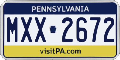 PA license plate MXX2672
