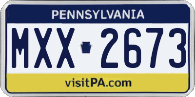 PA license plate MXX2673