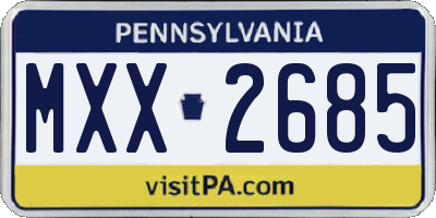 PA license plate MXX2685
