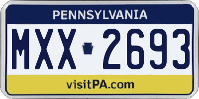 PA license plate MXX2693