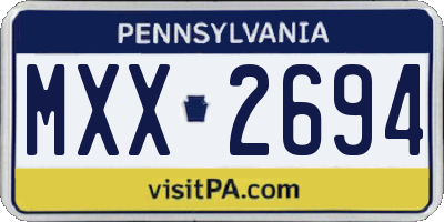 PA license plate MXX2694
