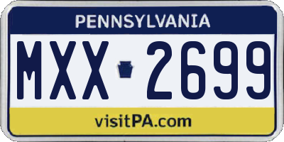 PA license plate MXX2699