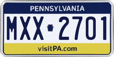 PA license plate MXX2701