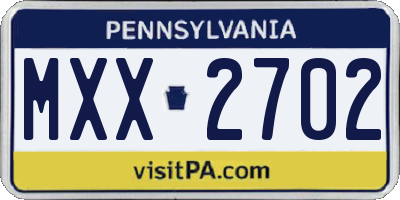PA license plate MXX2702