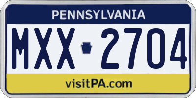 PA license plate MXX2704