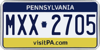 PA license plate MXX2705