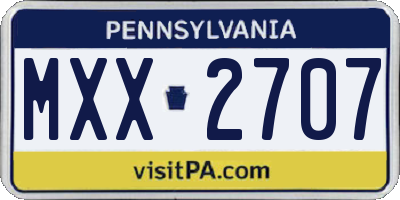 PA license plate MXX2707