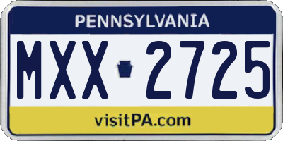 PA license plate MXX2725