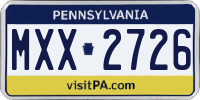 PA license plate MXX2726