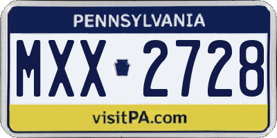 PA license plate MXX2728