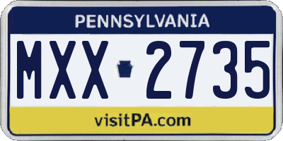 PA license plate MXX2735