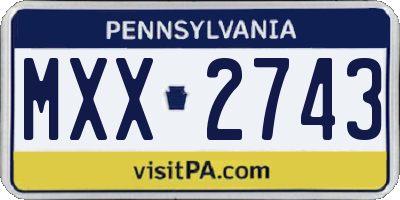 PA license plate MXX2743