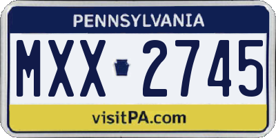 PA license plate MXX2745