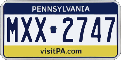 PA license plate MXX2747