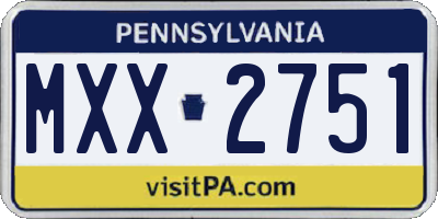 PA license plate MXX2751