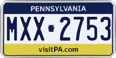 PA license plate MXX2753
