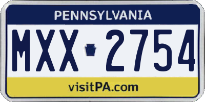PA license plate MXX2754