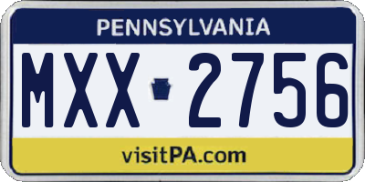 PA license plate MXX2756