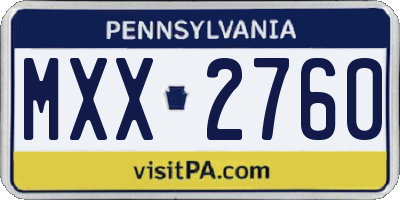 PA license plate MXX2760