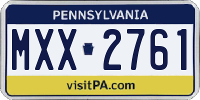 PA license plate MXX2761