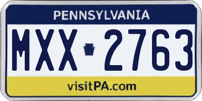 PA license plate MXX2763