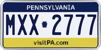 PA license plate MXX2777