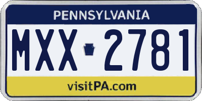 PA license plate MXX2781