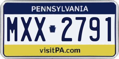 PA license plate MXX2791
