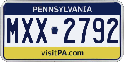 PA license plate MXX2792