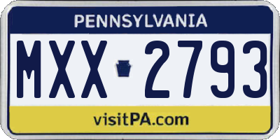 PA license plate MXX2793