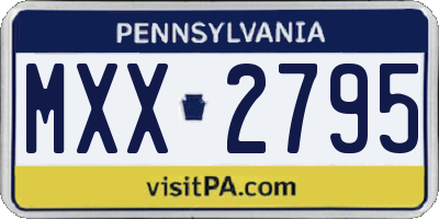 PA license plate MXX2795