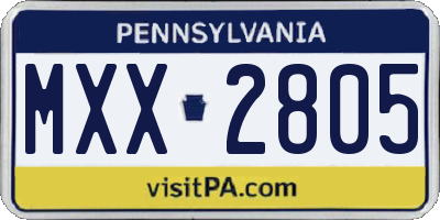 PA license plate MXX2805